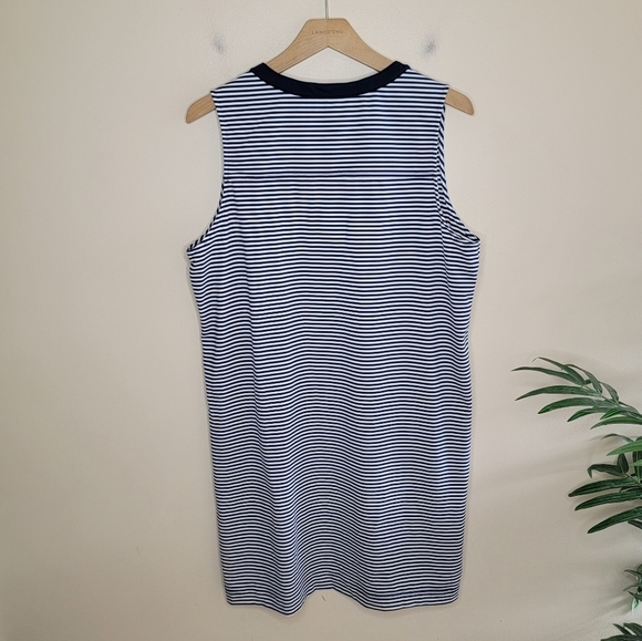 Vineyard Vines | Navy Blue & White Striped V-neck Sleeveless Dress Size Large - Picture 5 of 5